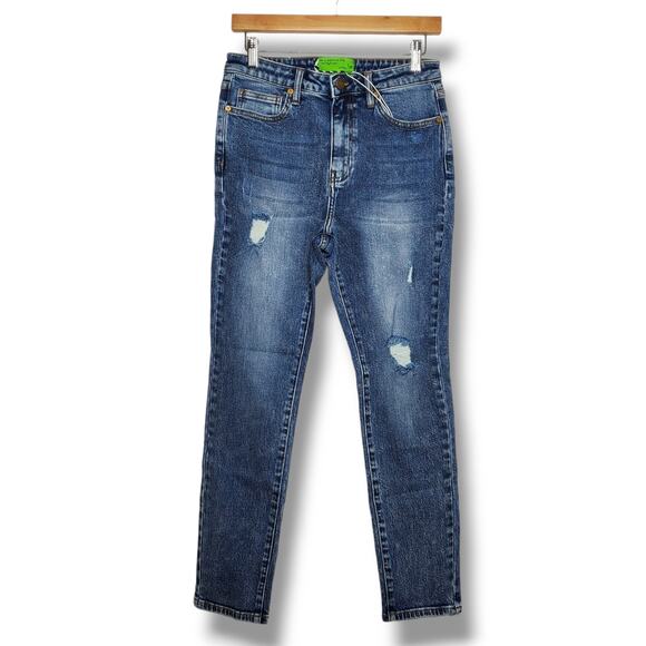 Free People x Sandrine Rose Women's Snow Ripped Jeans Size 29 NWT High Rise Blue - Picture 1 of 9